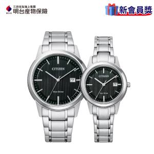 CITIZEN星辰光動能情人對錶墨黑色(FE1081-67E /AW1231-66E)